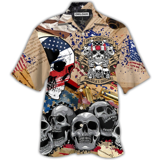Hawaiian Shirt / Adults / S America 2nd Amendment Skull - Hawaiian Shirt 