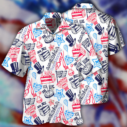 America Independence Day Art Style - Hawaiian Shirt 