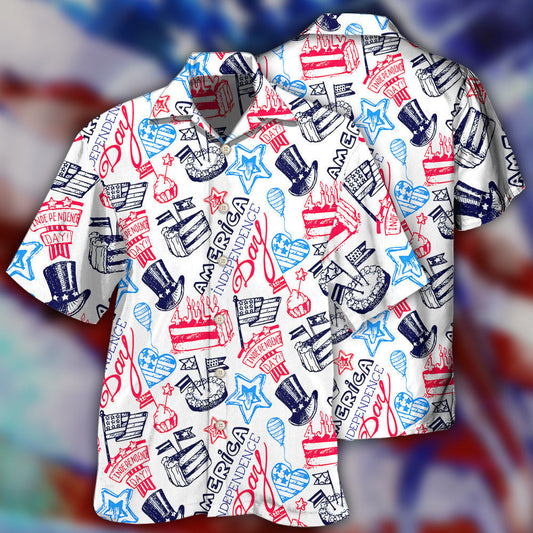 America Independence Day Art Style - Hawaiian Shirt 