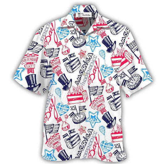 Hawaiian Shirt / Adults / S America Independence Day Art Style - Hawaiian Shirt 