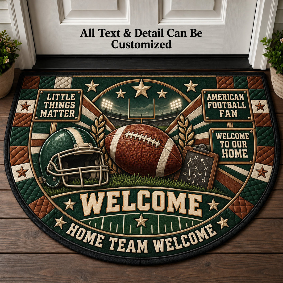American Football Fan Personalized Half Round Mat | 5To9Vibe