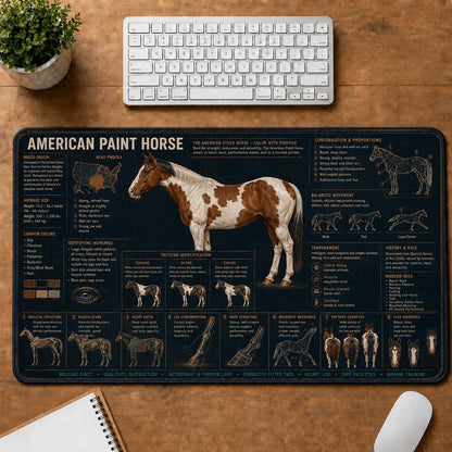 American Paint Horse Horse and Equestrian Visual Guide Desk Mat | 5To9Vibe