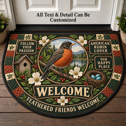 American Robin Lover Personalized Half Round Mat | 5To9Vibe