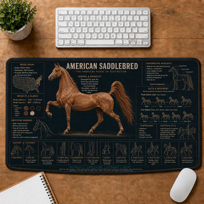 American Saddlebred Horse Horse and Equestrian Visual Guide Desk Mat | 5To9Vibe