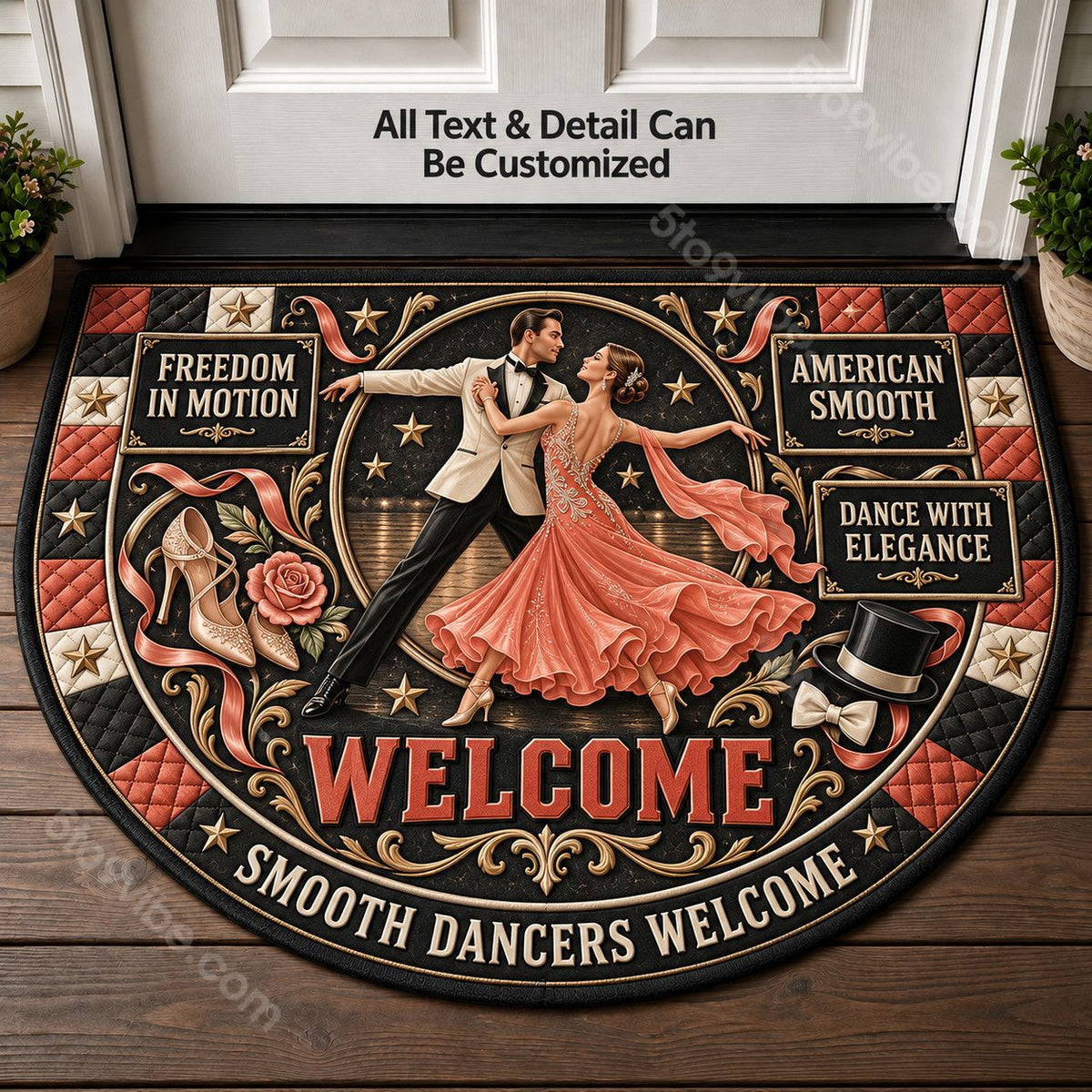American Smooth Personalized Half Round Mat | 5To9Vibe