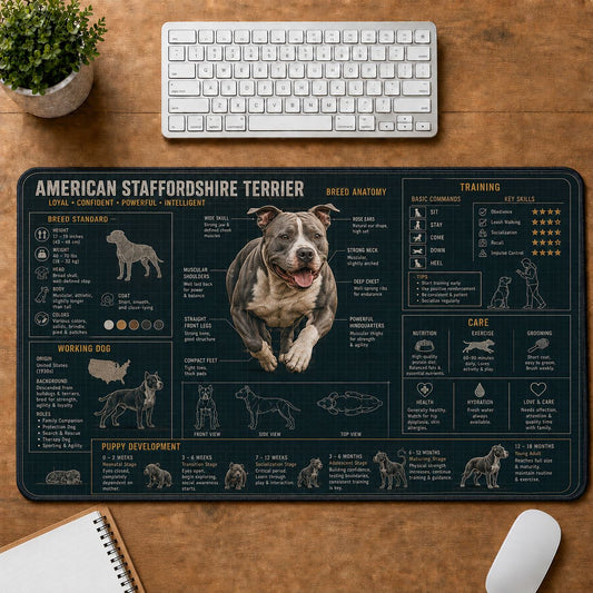 American Staffordshire Terrier Dog Breed Visual Guide Desk Mat | 5To9Vibe