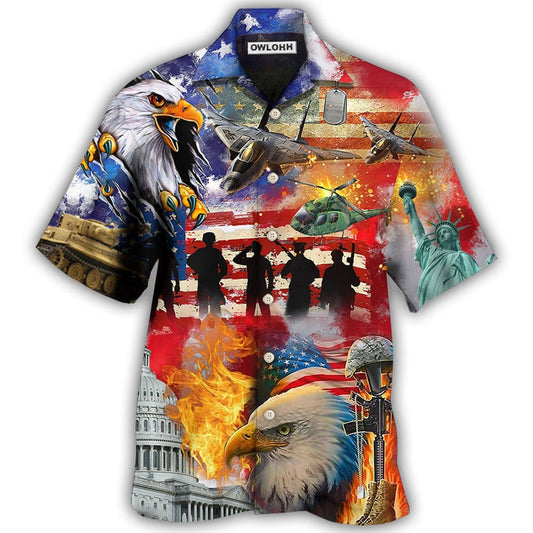 Hawaiian Shirt / Adults / S Veteran Independence Day American - Hawaiian Shirt 