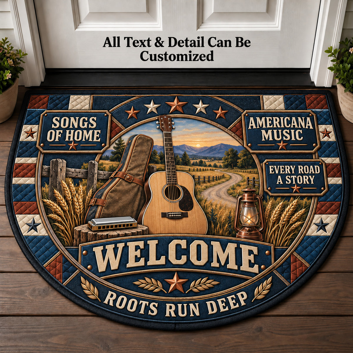 Americana Music Personalized Half Round Mat | 5To9Vibe