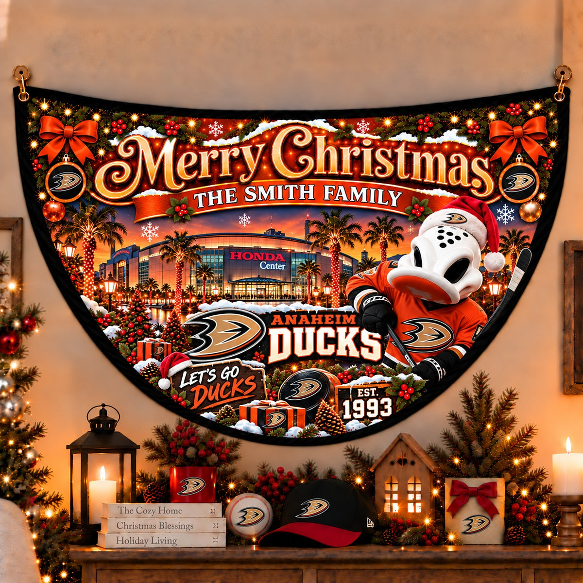 All Hockey Teams Personalized Christmas Night Bunting Flag - 5to9vibe