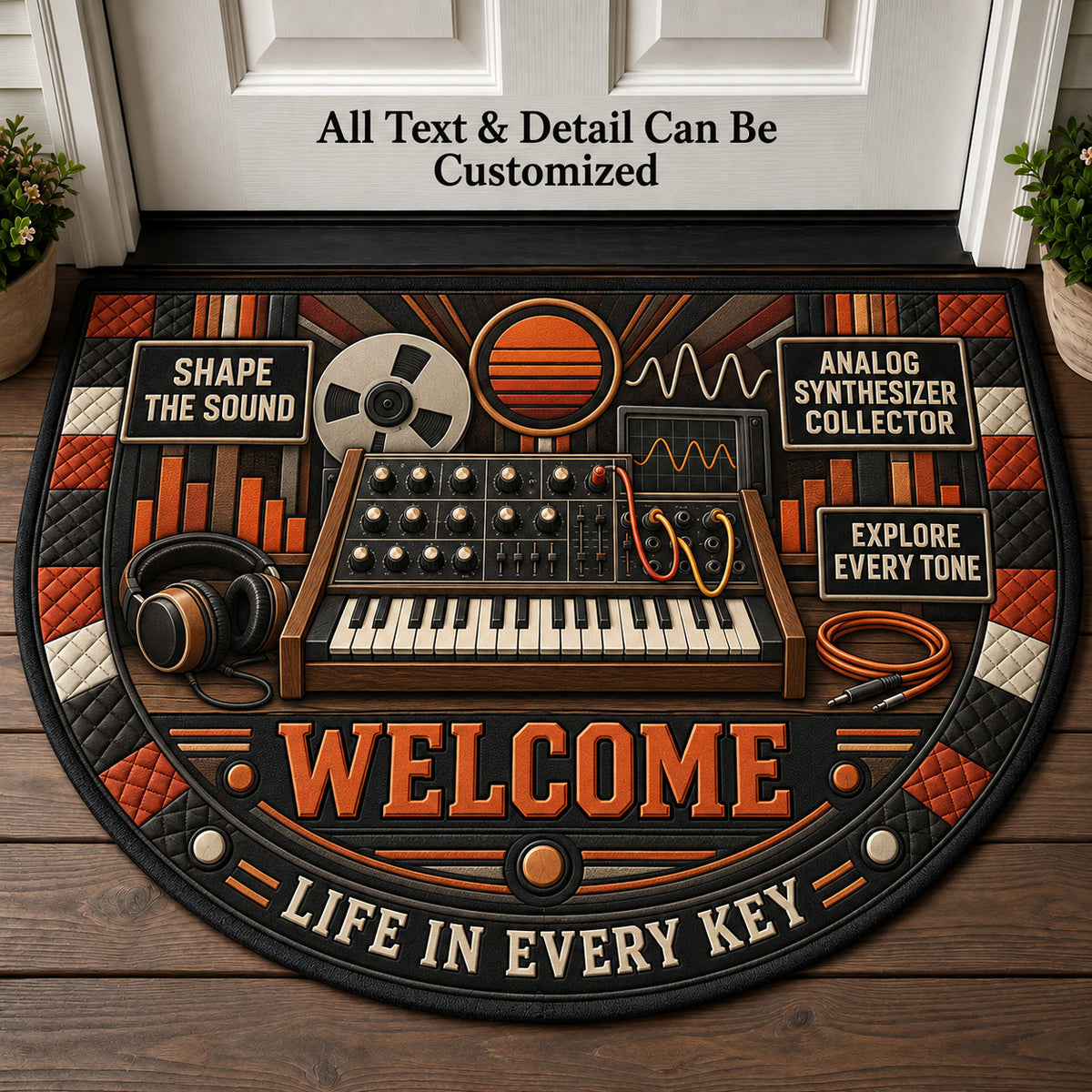 Analog Synthesizer Collector Personalized Half Round Mat | 5To9Vibe