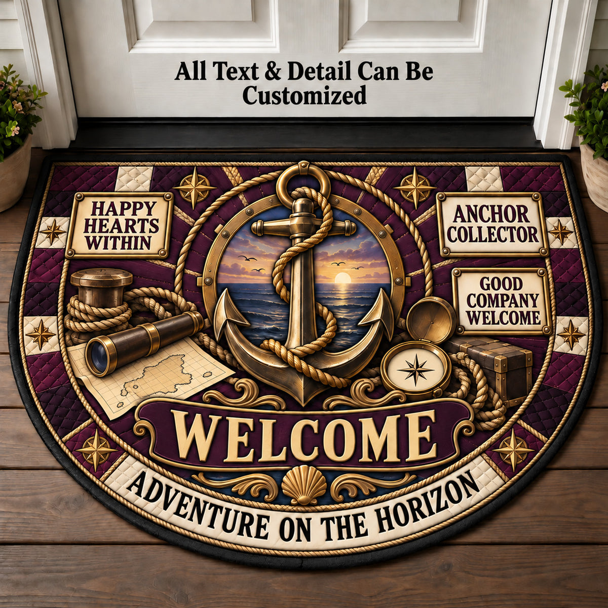 Anchor Collector Personalized Half Round Mat | 5To9Vibe