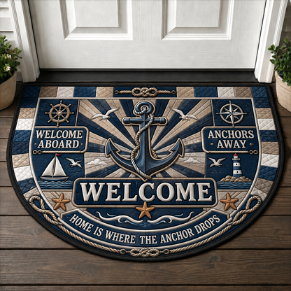 Wipe Your Flippers Whale Welcome Mat - Coastal Lighthouse & Ocean Doormat - 5to9vibe