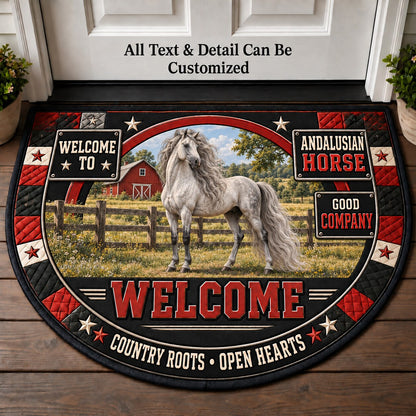 Andalusian Horse Personalized Half Round Mat | 5To9Vibe