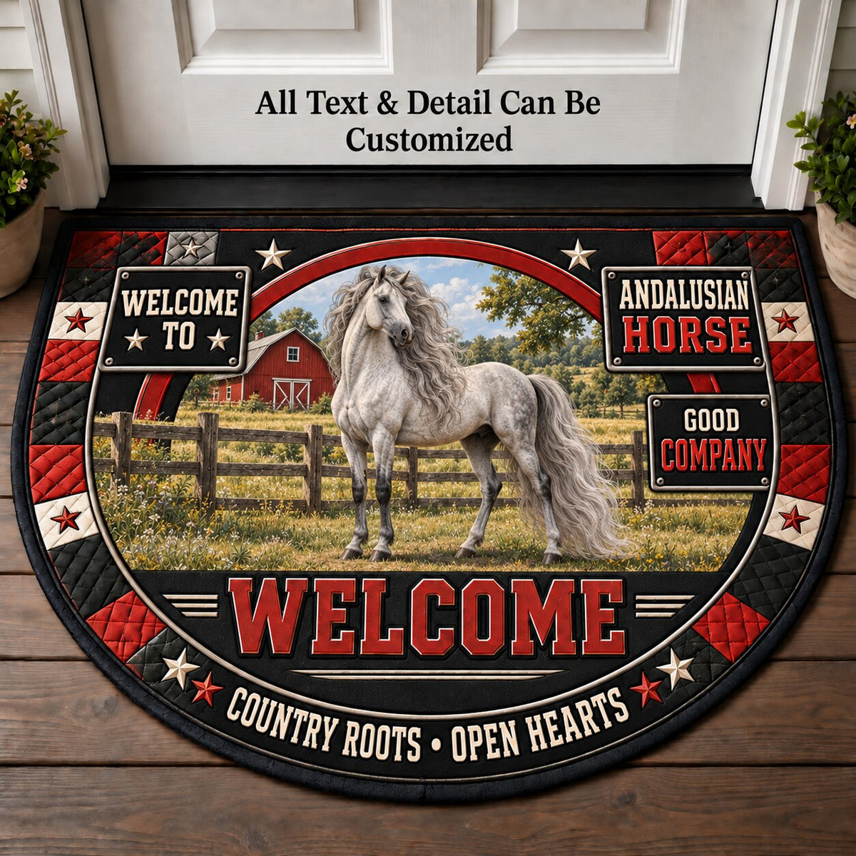 Andalusian Horse Personalized Half Round Mat | 5To9Vibe