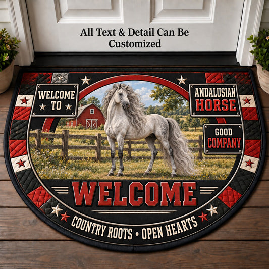 Andalusian Horse Personalized Half Round Mat | 5To9Vibe