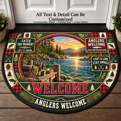 Catch and Release River - Anglers Welcome Personalized Half Round Mat | 5To9Vibe