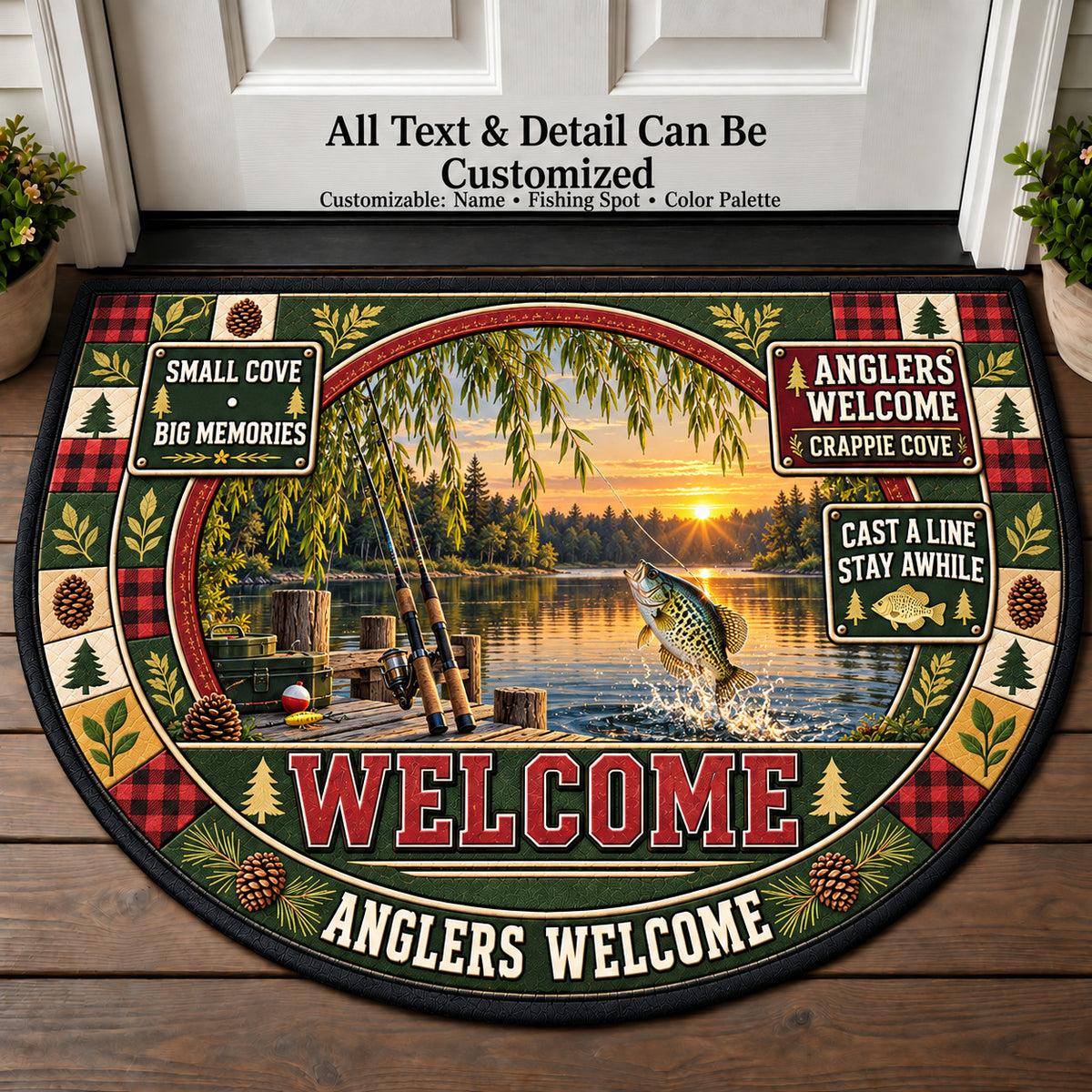 Crappie Cove - Anglers Welcome Personalized Half Round Mat | 5To9Vibe