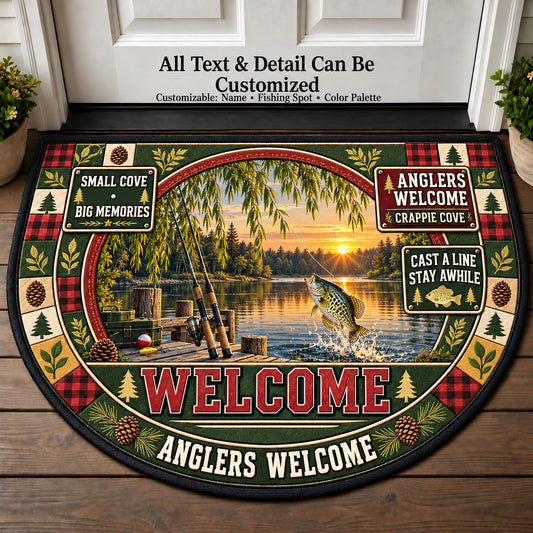 Crappie Cove - Anglers Welcome Personalized Half Round Mat | 5To9Vibe