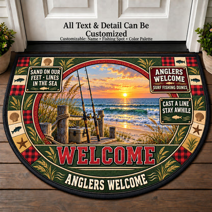 Surf Fishing Dunes - Anglers Welcome Personalized Half Round Mat | 5To9Vibe