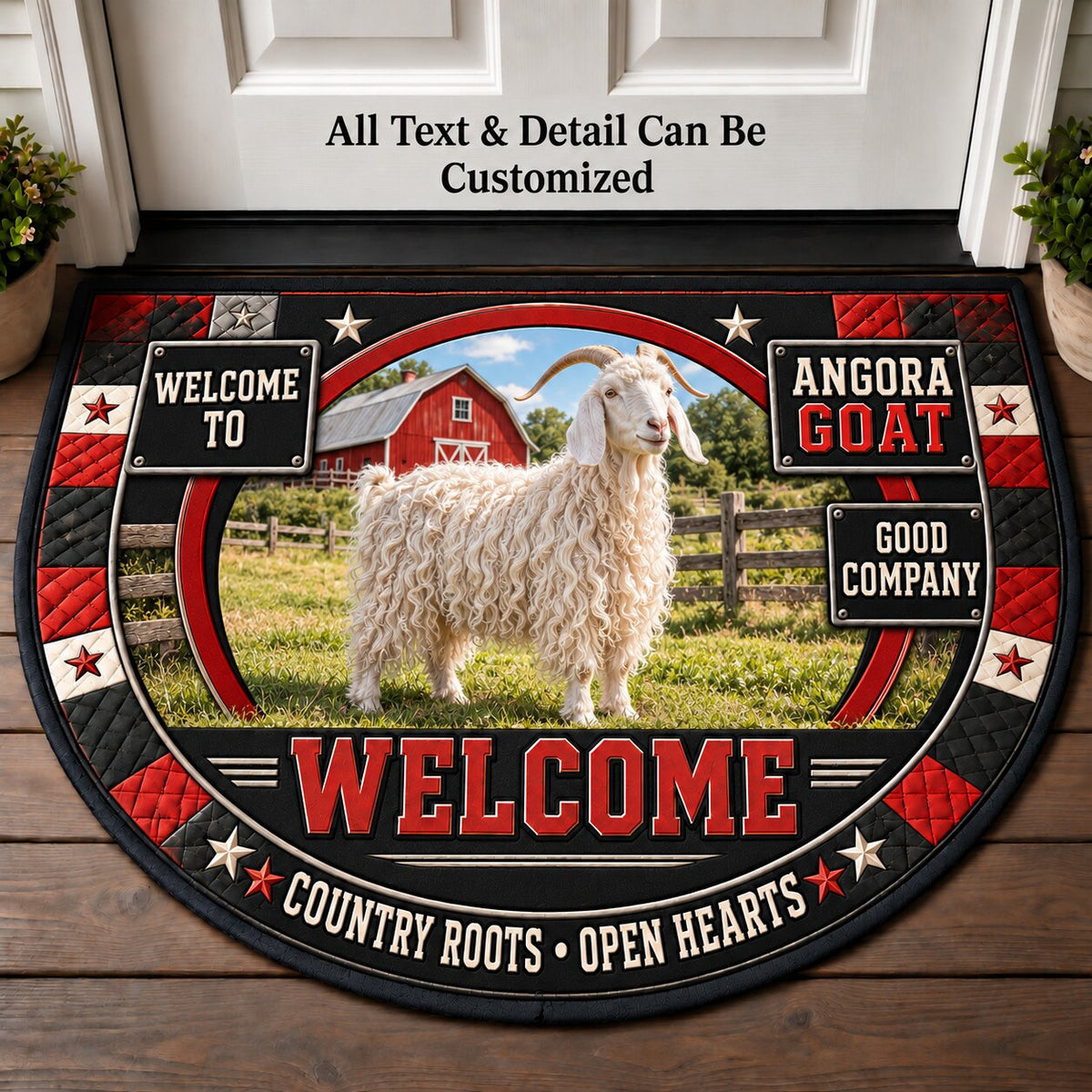 Angora Goat Personalized Half Round Mat | 5To9Vibe