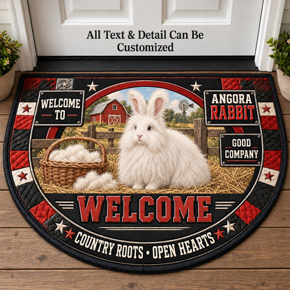 Angora Rabbit Personalized Half Round Mat | 5To9Vibe