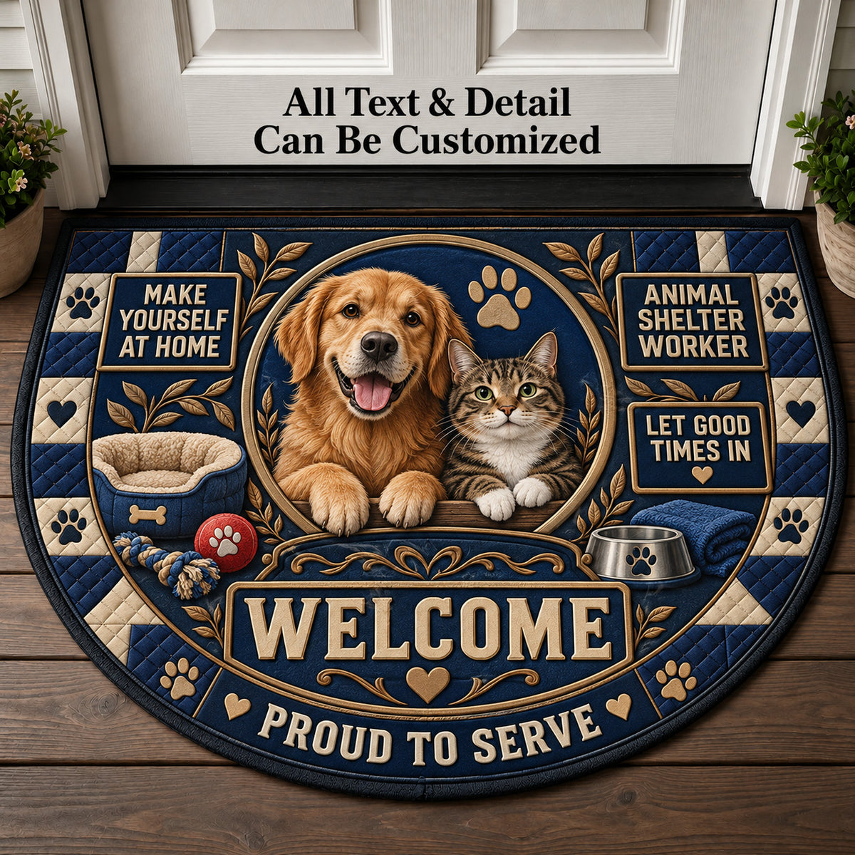 Animal Shelter Worker Personalized Half Round Mat | 5To9Vibe