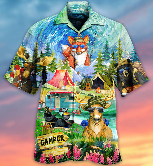 Camping Happy Animals - Hawaiian Shirt 