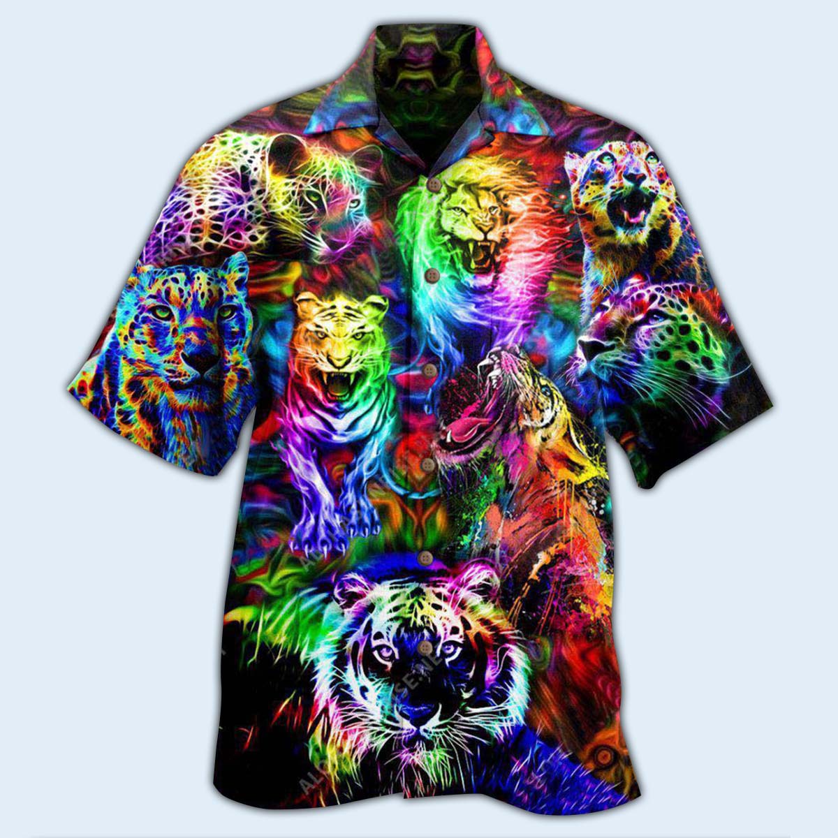 Animals King Of The Jungle Lion Tiger Leopard With Full Colors - Hawaiian Shirt 