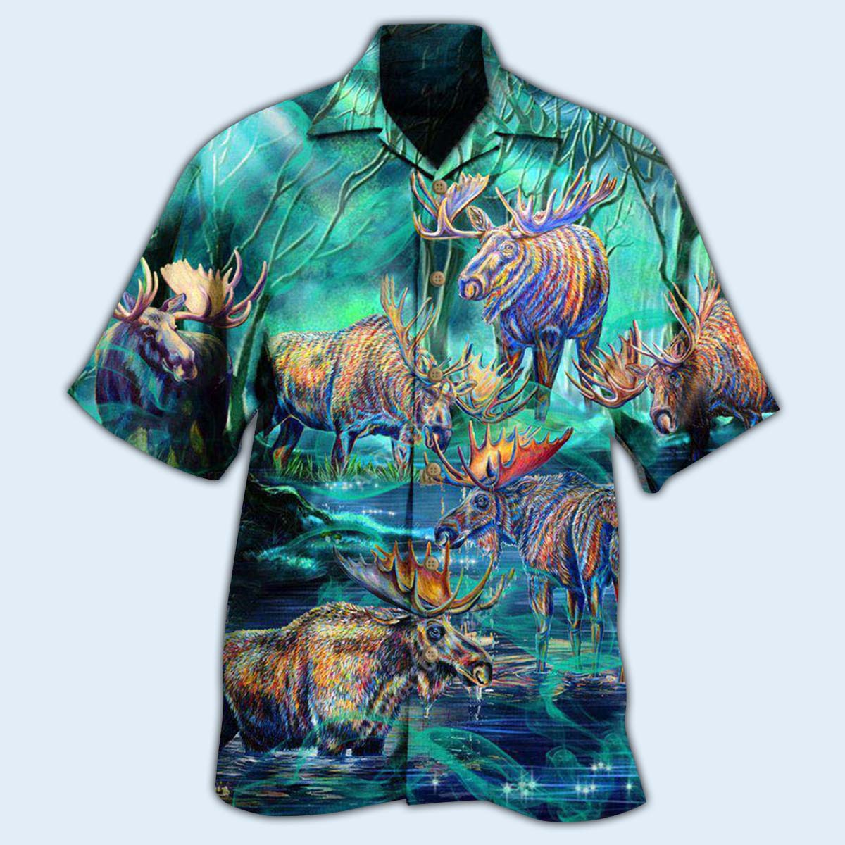 Moose Animals Life Is Better With A Moose Next To Stream - Hawaiian Shirt 