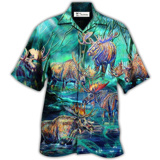 Hawaiian Shirt / Adults / S Moose Animals Life Is Better With A Moose Next To Stream - Hawaiian Shirt 