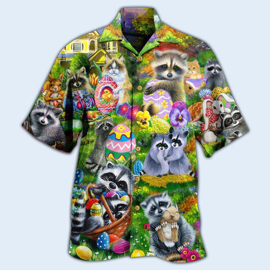 Raccoon Animals I Am Just Here For The Eggs Harmony - Hawaiian Shirt 