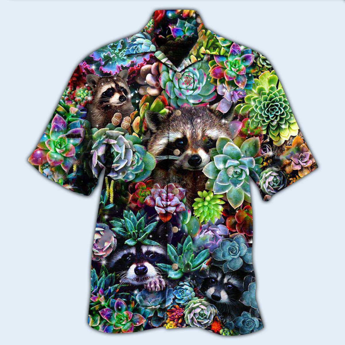 Raccoon Animals Succulent - Hawaiian Shirt 