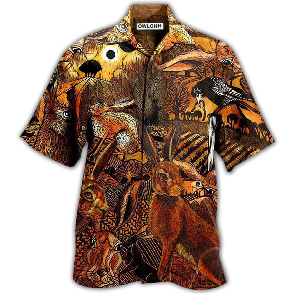 Hawaiian Shirt / Adults / S Animals Spooky Hares On The Fields - Hawaiian Shirt 