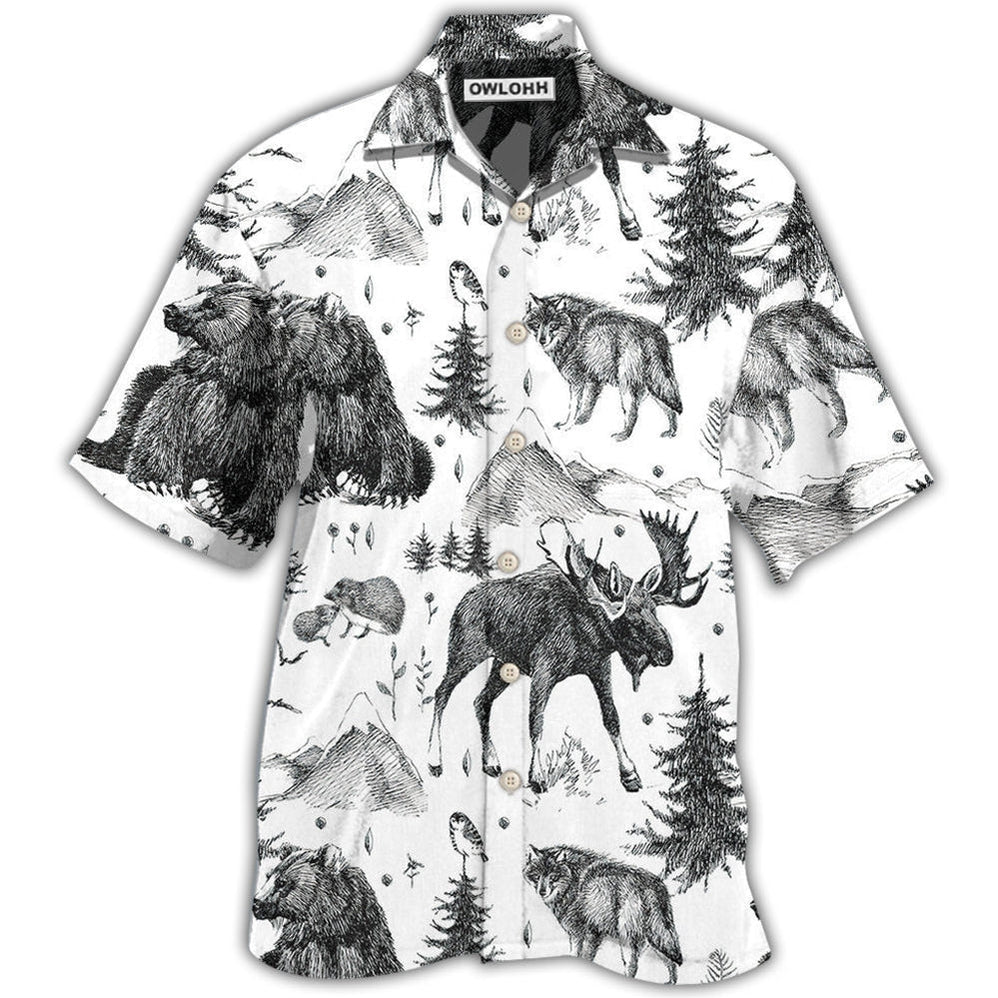 Hawaiian Shirt / Adults / S Animals Wild Black And White - Hawaiian Shirt 