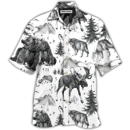 Hawaiian Shirt / Adults / S Animals Wild Black And White - Hawaiian Shirt 