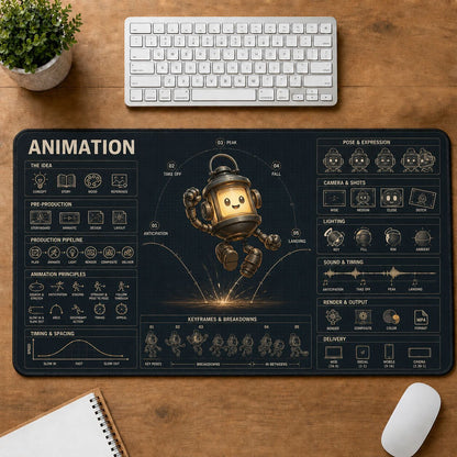 Animation Creative Reference Guide Desk Mat | 5To9Vibe
