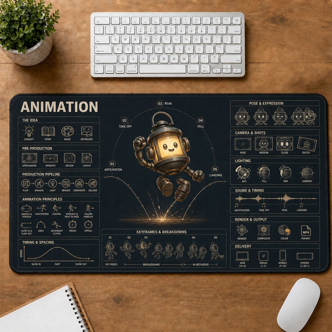 Animation Creative Reference Guide Desk Mat | 5To9Vibe