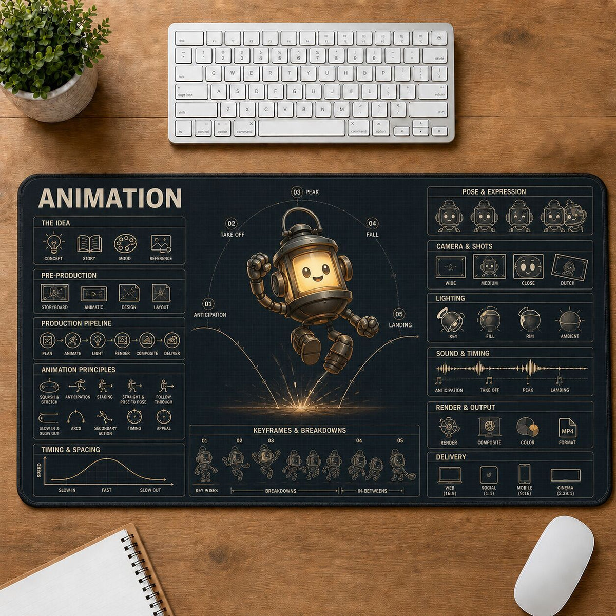Animation Creative Reference Guide Desk Mat | 5To9Vibe