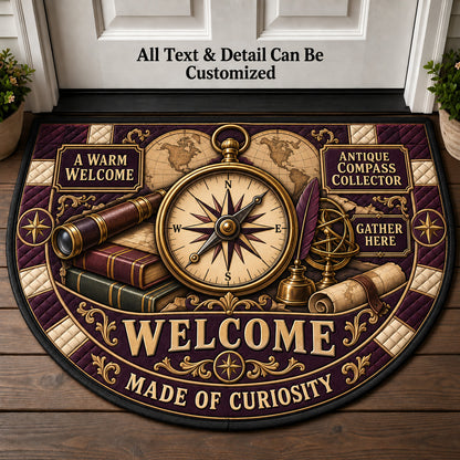 Antique Compass Collector Personalized Half Round Mat | 5To9Vibe