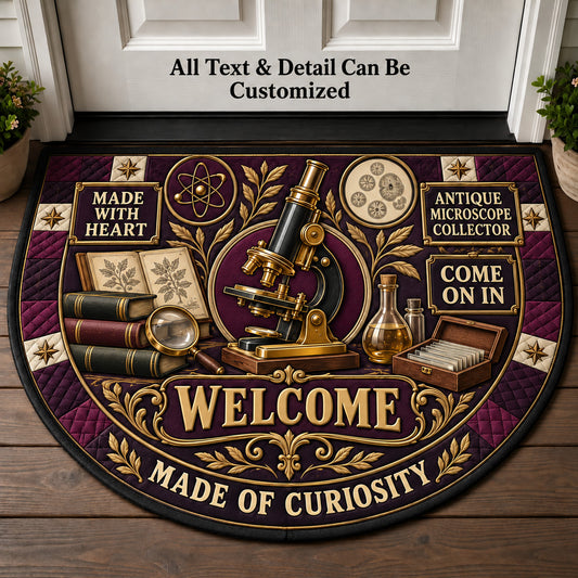 Antique Microscope Collector Personalized Half Round Mat | 5To9Vibe