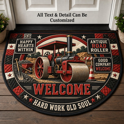 Antique Road Roller Personalized Half Round Mat | 5To9Vibe