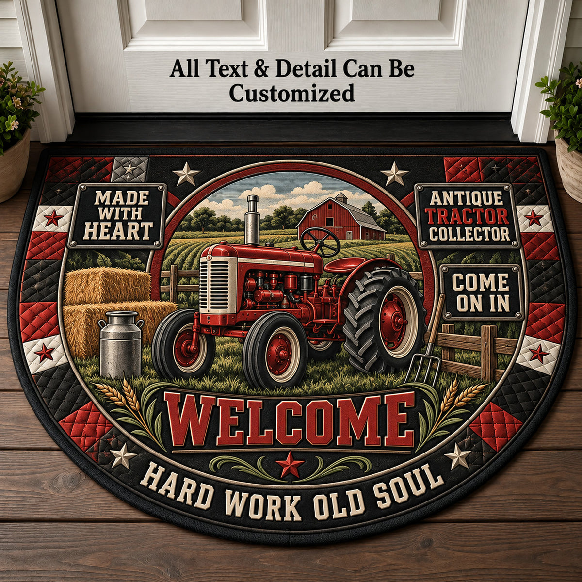 Antique Tractor Collector Personalized Half Round Mat | 5To9Vibe
