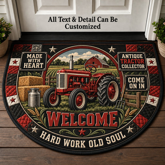 Antique Tractor Collector Personalized Half Round Mat | 5To9Vibe