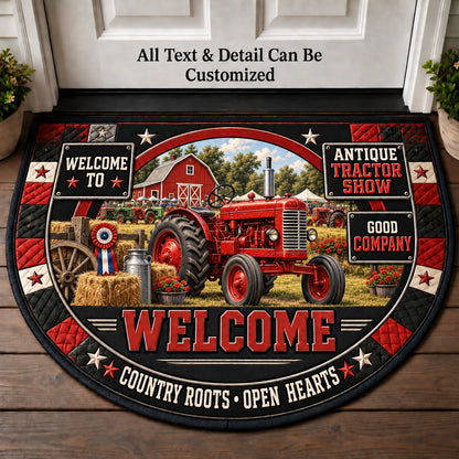 Antique Tractor Show Personalized Half Round Mat | 5To9Vibe