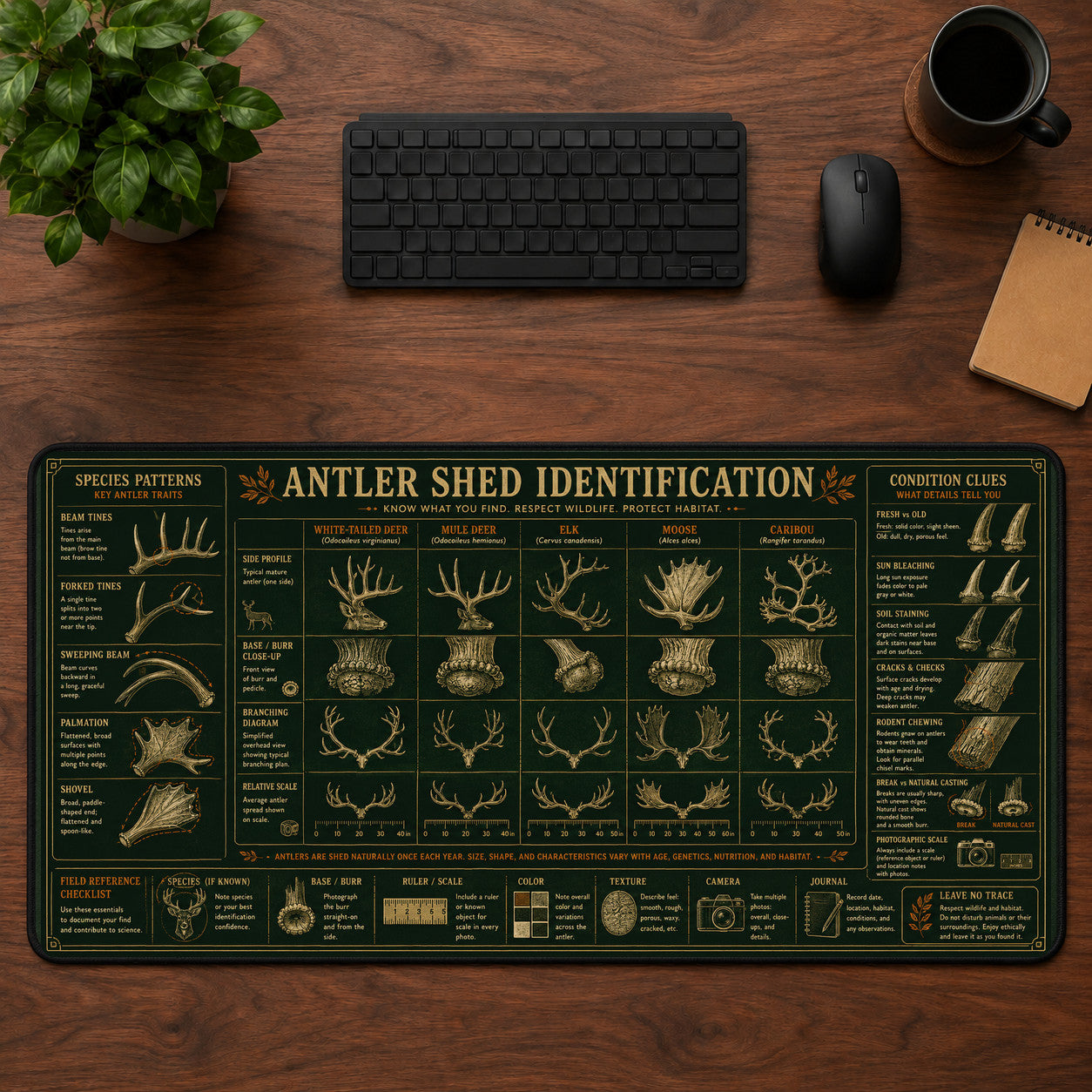 Antler Shed Identification Desk Mat Mouse Pad | 5To9Vibe