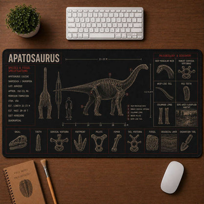 Apatosaurus Dinosaur Blueprint Desk Mat | 5To9Vibe