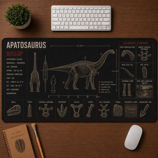 Apatosaurus Dinosaur Blueprint Desk Mat | 5To9Vibe