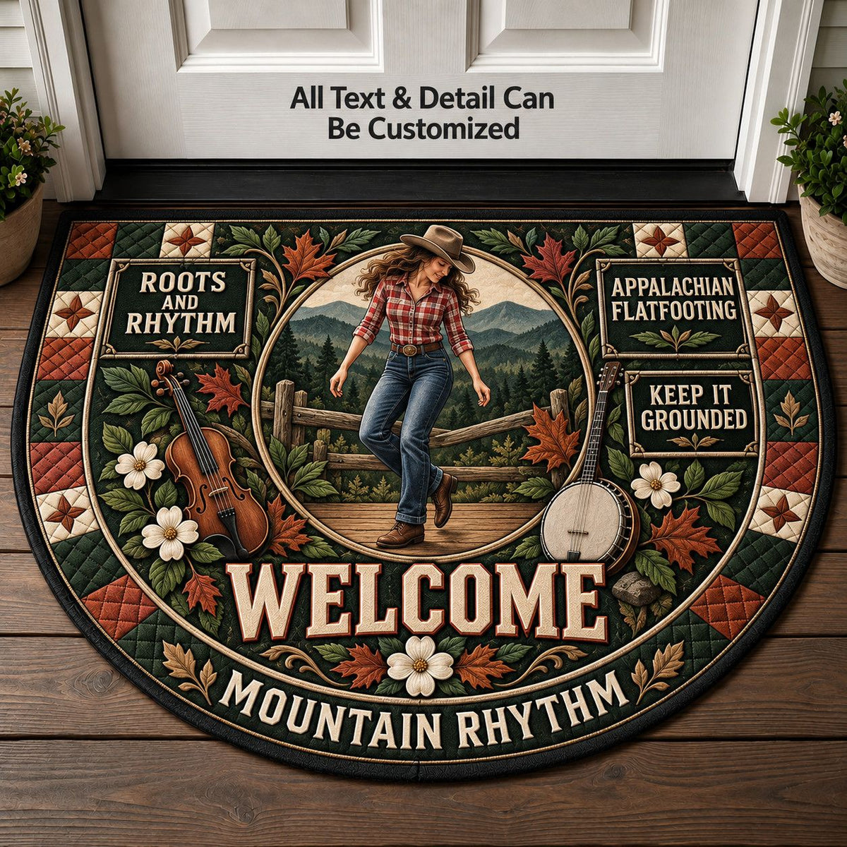 Appalachian Flatfooting Personalized Half Round Mat | 5To9Vibe
