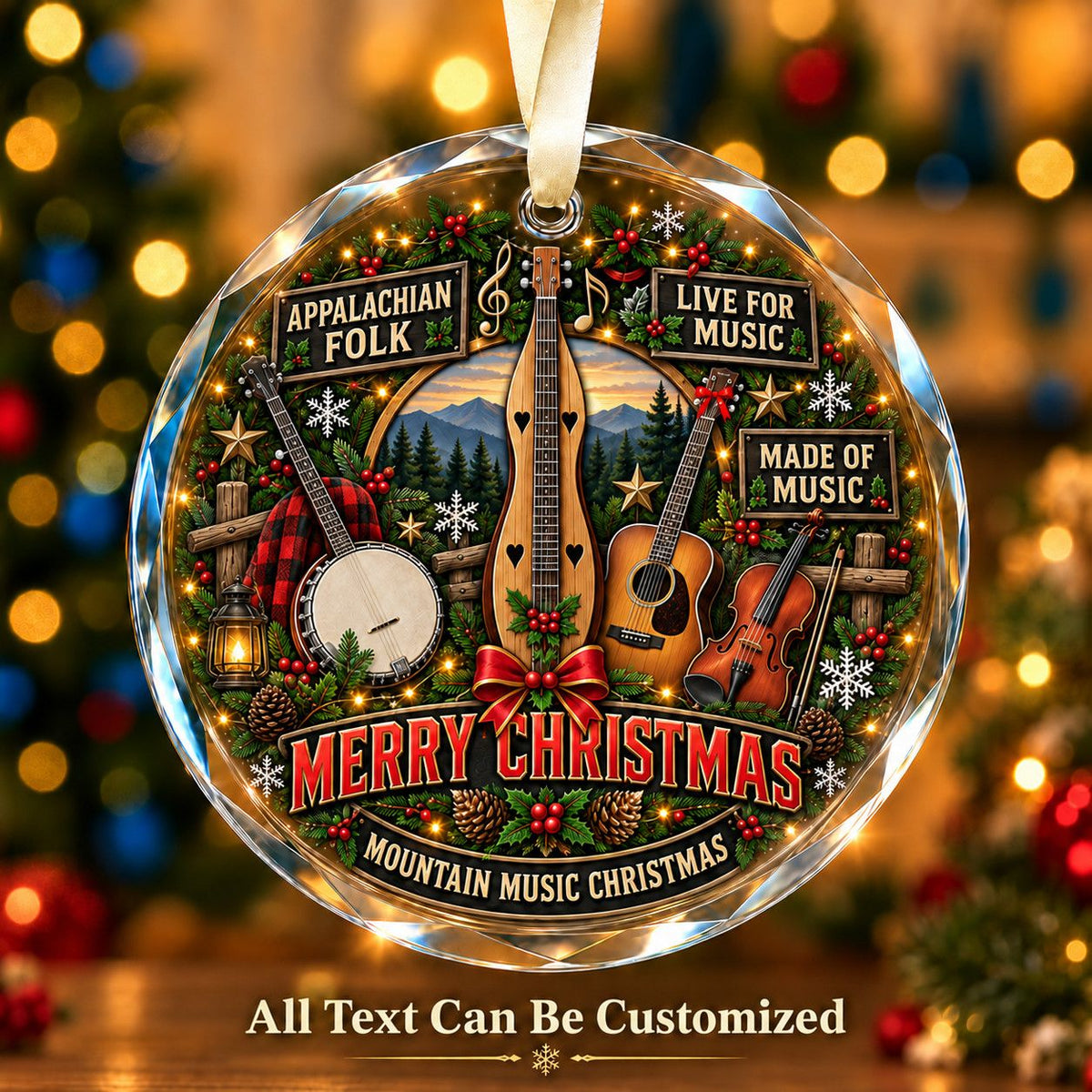 Appalachian Folk Personalized Glass Ornament | 5To9Vibe