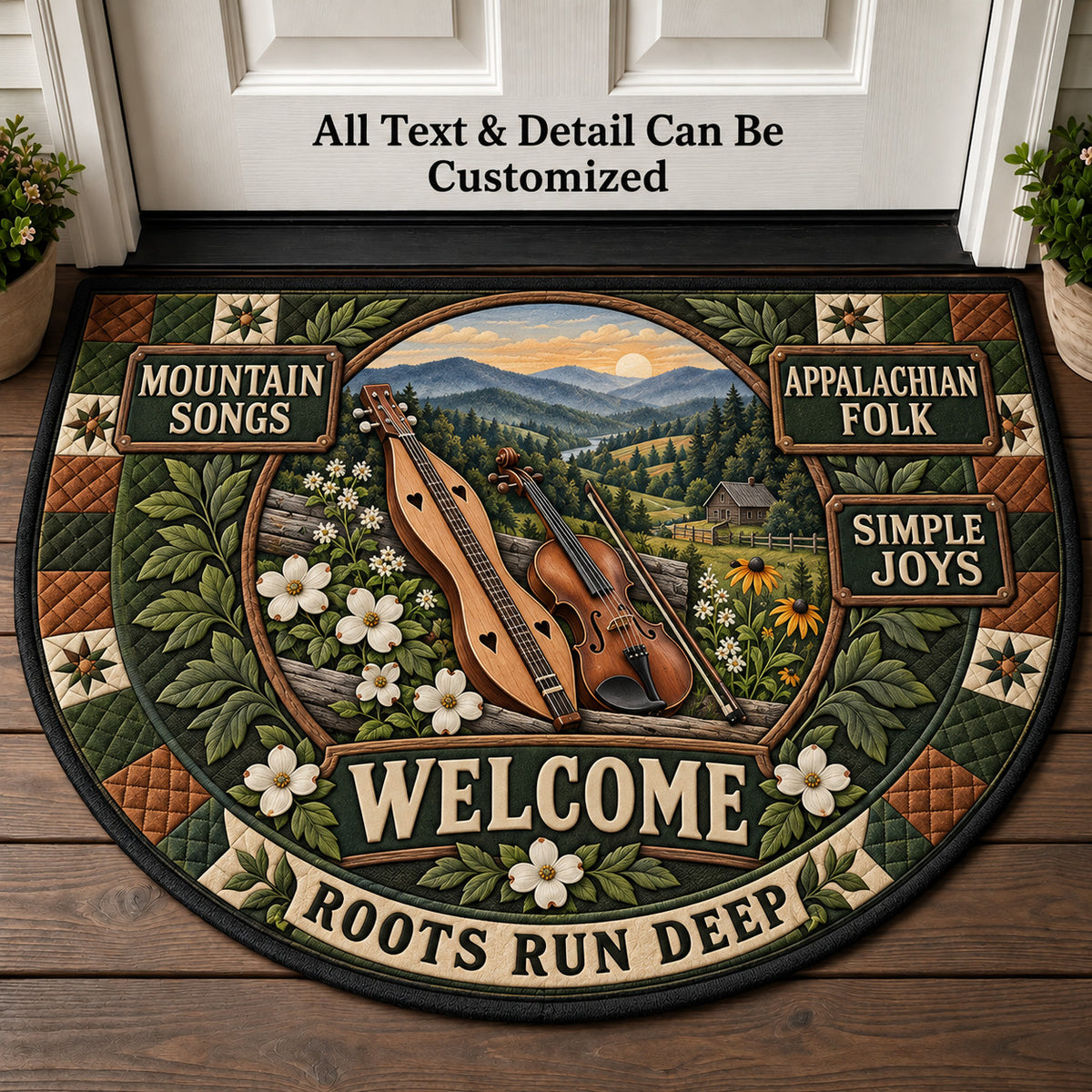 Appalachian Folk Music Personalized Half Round Mat | 5To9Vibe